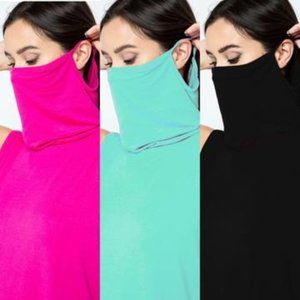 NWOT Bib Convertible Mask Cowl Sleeveless Top